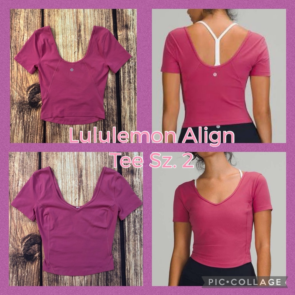 Lululemon Align Short Sleeve Yoga Pilates Tee T-Shirt Magenta Pomegranate Pink 2